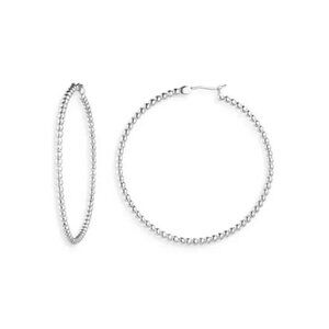 Lauren Ralph Lauren Large Bead Hoop Earrings Sterling Silver 1.81 Click-Top
